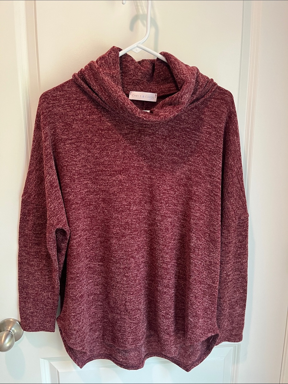 Marled Burgundy Cowl Neck Sweater